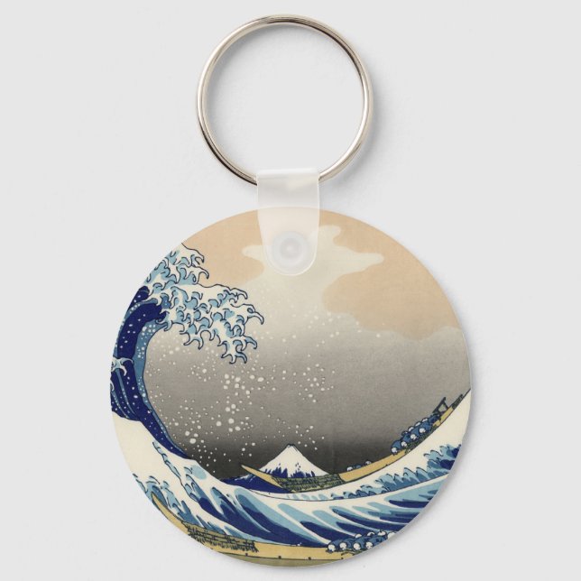 Great Wave off Kanagawa & Mount Fuji Japan Sea Keychain (Front)