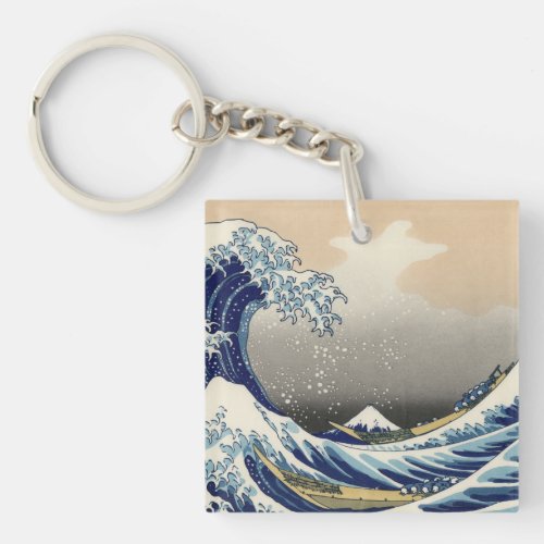 Great Wave off Kanagawa  Mount Fuji Japan Sea Keychain