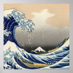 Great Wave off Kanagawa & Mount Fuji Japan Sea Poster