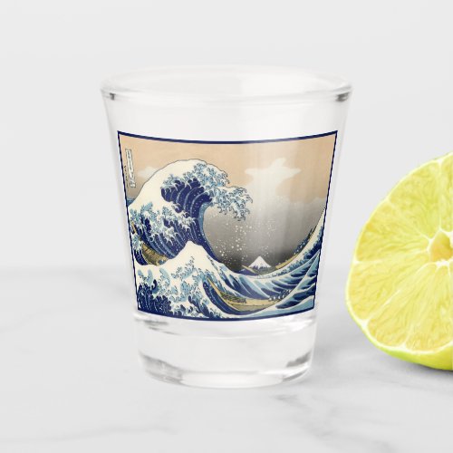 Great Wave off Kanagawa  Mount Fuji Japan Sea Shot Glass