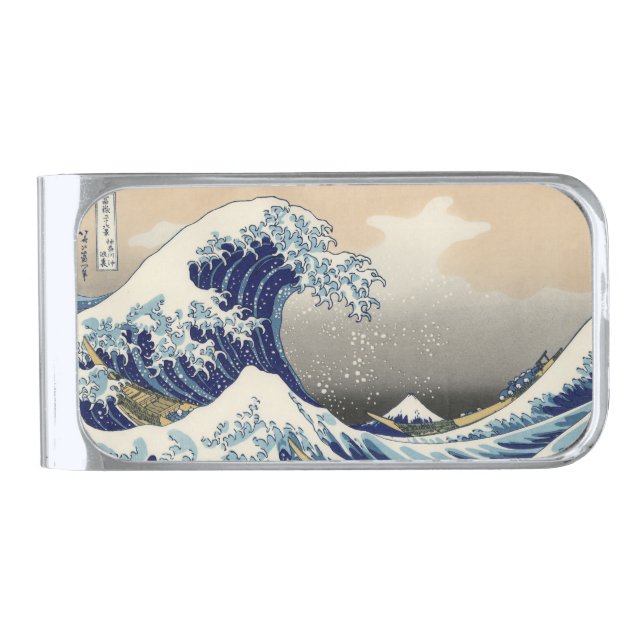 Great Wave off Kanagawa & Mount Fuji Japan Sea Silver Finish Money Clip (Front)
