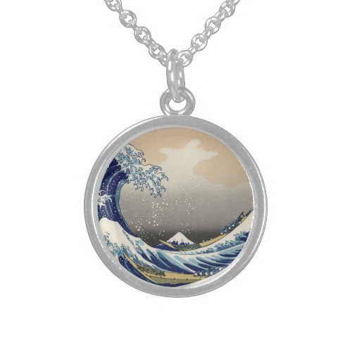 Great Wave off Kanagawa  Mount Fuji Japan Sea Sterling Silver Necklace