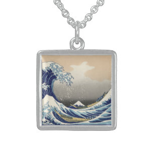 Great Wave off Kanagawa & Mount Fuji Japan Sea Sterling Silver Necklace