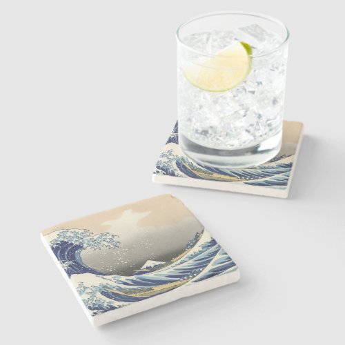 Great Wave off Kanagawa  Mount Fuji Japan Sea Stone Coaster