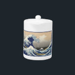 Great Wave off Kanagawa & Mount Fuji Japan Sea Teapot<br><div class="desc">"The Great Wave off Kanagawa, " also known as "Under the Wave off Kanagawa, " is a captivating woodblock print by the renowned Japanese artist Katsushika Hokusai. Created around 1831, it's part of a series titled "Thirty-six Views of Mount Fuji." The artwork depicts a scene of immense power and contrasting...</div>