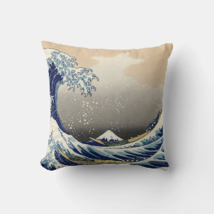 Great Wave off Kanagawa & Mount Fuji Japan Sea Throw Pillow