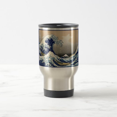 Great Wave off Kanagawa  Mount Fuji Japan Sea Travel Mug