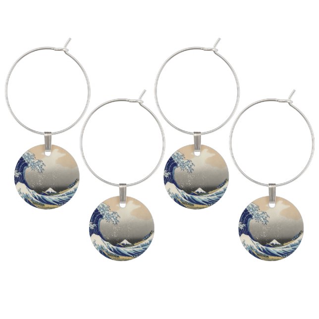 Great Wave off Kanagawa & Mount Fuji Japan Sea Wine Charm (Staggered)