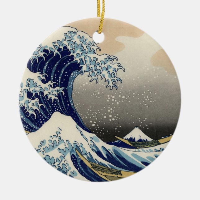 Great Wave off Kanagawa Oriental Fine Art Ceramic Ornament (Front)