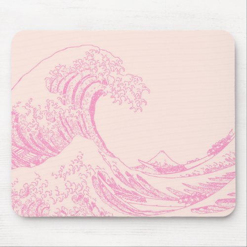 Great Wave off Kanagawa Pink Aesthetic Mouse Pad