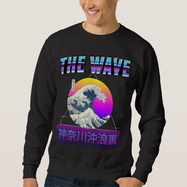 Great Wave off Kanagawa Retro Vaporwave Sweatshirt (Front)