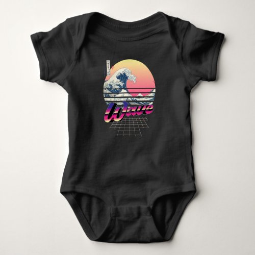 Great Wave off Kanagawa Vaporwave Baby Bodysuit