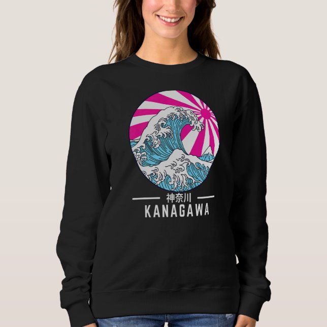 Great Wave Off Kanagawa Vaporwave Glitch Aesthetic Sweatshirt (Front)