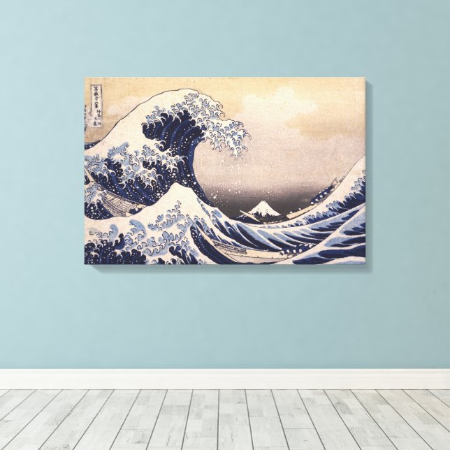 Great Wave Off the Coast of Kanagawa by Hokusai Canvas Print (Insitu(Wood Floor))