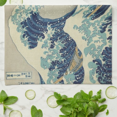 Great Wave Off the Coast of Kanagawa by Hokusai Kitchen Towel