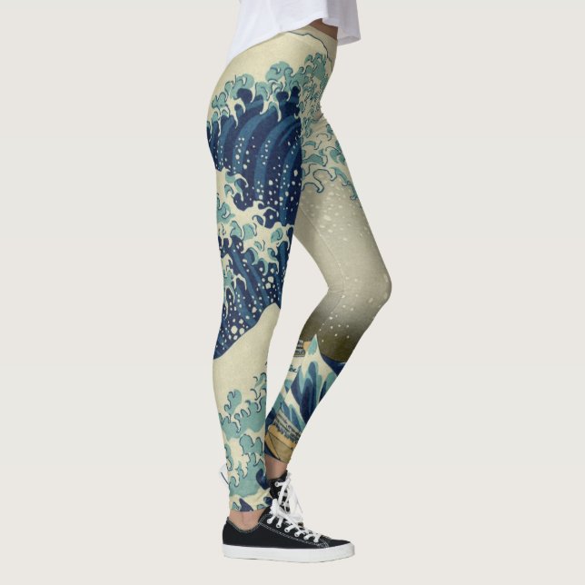 Great Wave Off the Coast of Kanagawa by Hokusai Leggings (Right)