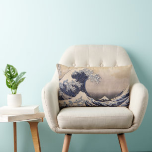Great Wave Off the Coast of Kanagawa by Hokusai Lumbar Pillow