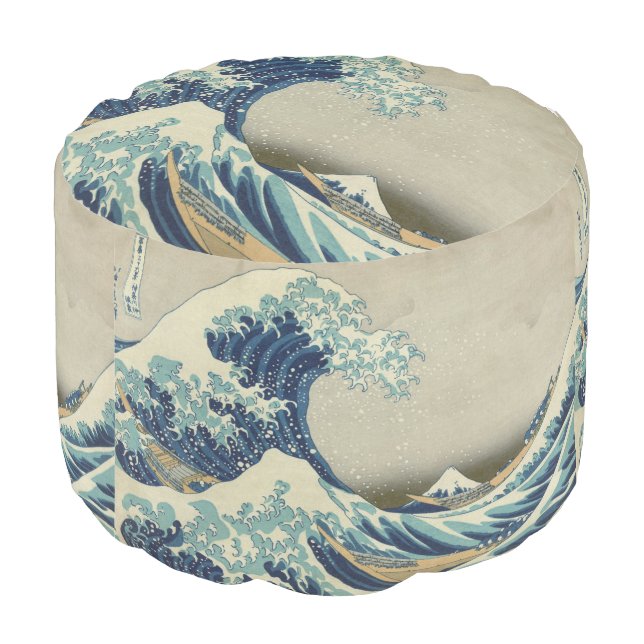 Great Wave Off the Coast of Kanagawa by Hokusai Pouf (Angled Back)