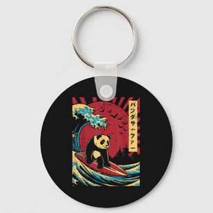 Great Wave Panda Surfing Meme Japanese Art Men Wom Keychain