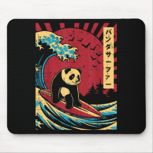 Great Wave Panda Surfing Meme Japanese Art Men Wom Mouse Pad