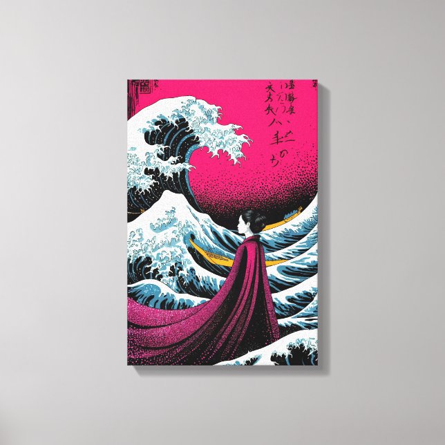 Great Wave Remix with Elegant Japanese Woman Canvas Print (Front)