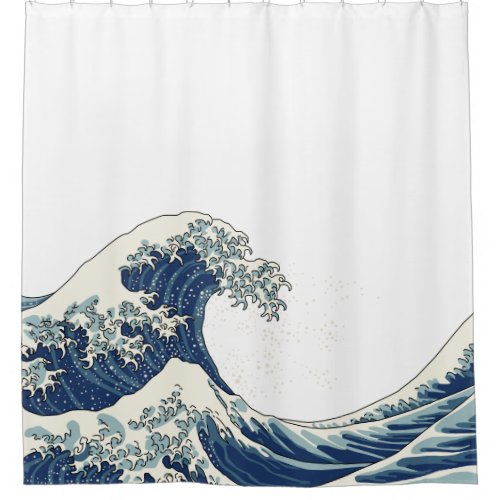 Great wave _ traditional blue shower curtain