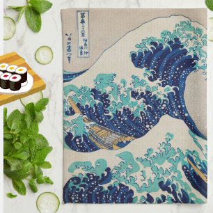 "Great Wave" Vintage Japanese Art Hokusai Kitchen Towel