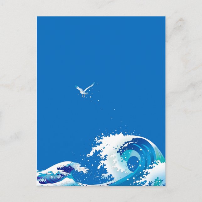 Great waves and seagulls holiday postcard (Front)