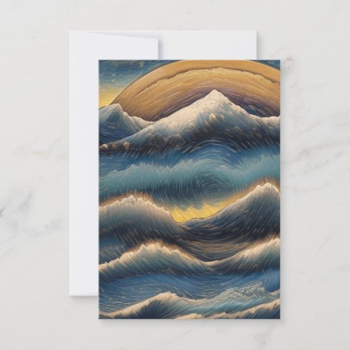 Great waves of kanagawa vintage painting wave thank you card