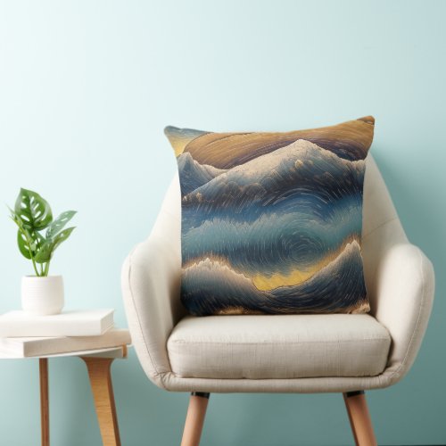 Great waves of kanagawa vintage painting wave throw pillow