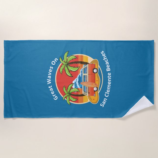 Great Waves On San Clemente Beaches - Surfing Beach Towel (Front)