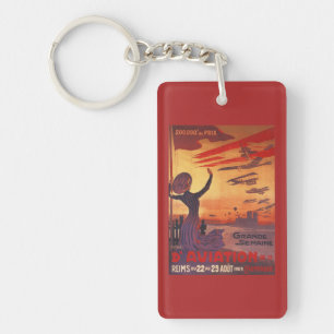 Great Week of Aviation - Woman Waving Poster Keychain