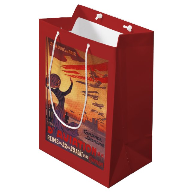 Great Week of Aviation - Woman Waving Poster Medium Gift Bag (Front Angled)