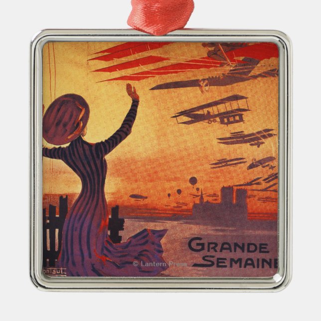 Great Week of Aviation - Woman Waving Poster Metal Ornament (Front)