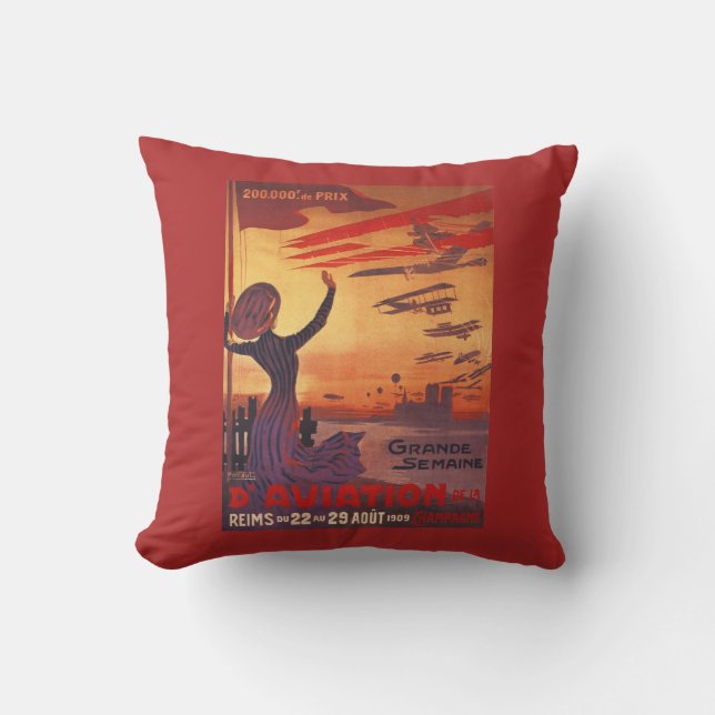 Great Week of Aviation - Woman Waving Poster Throw Pillow (Front)