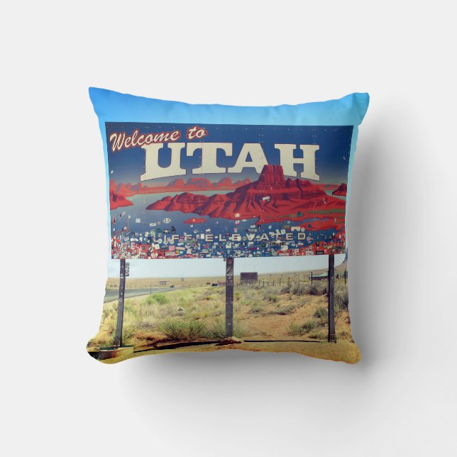 Great Welcome To Utah Sign Pillow! Throw Pillow (Front)