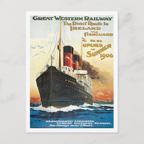 Great Western Railway Ireland Ship Postcard