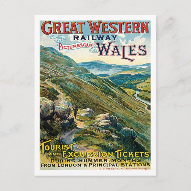 Great Western Railway Picturesque Wales UK Poster Postcard (Front)