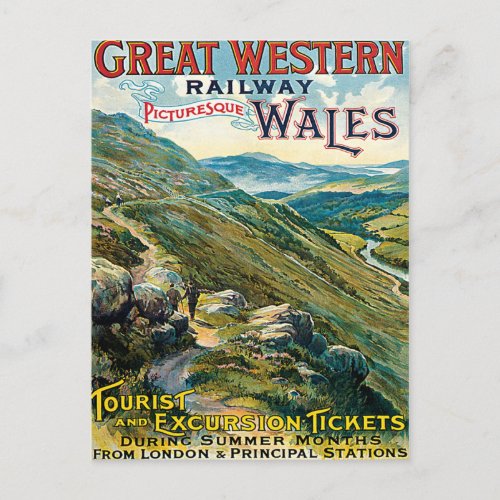 Great Western Railway Picturesque Wales UK Poster Postcard