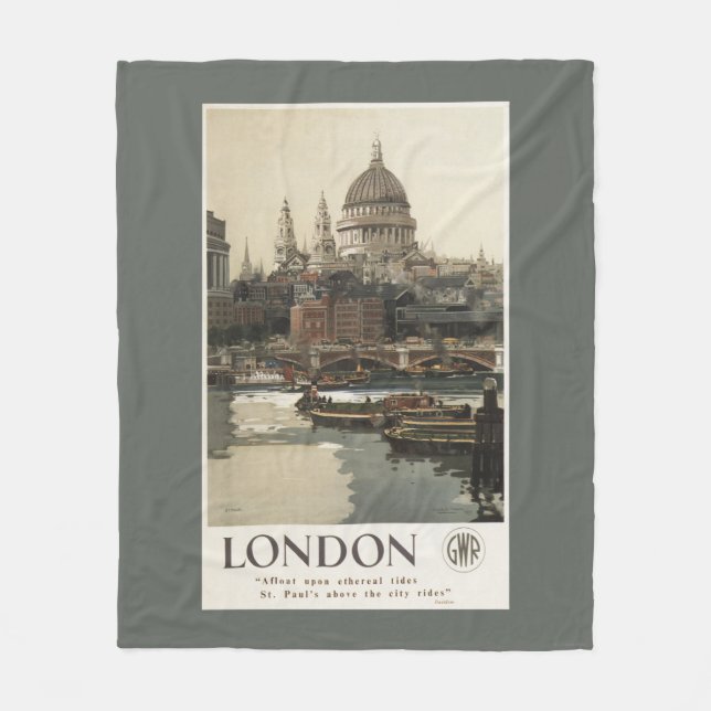 Great Western Railway St. Paul's Travel Poster Fleece Blanket (Front)