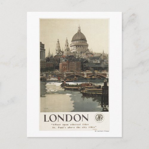 Great Western Railway St Pauls Travel Poster Postcard