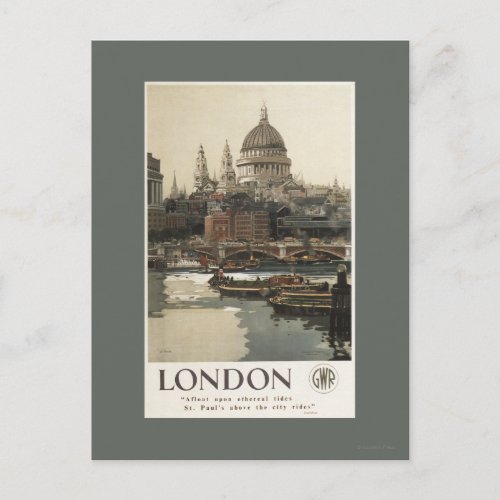 Great Western Railway St Pauls Travel Poster Postcard