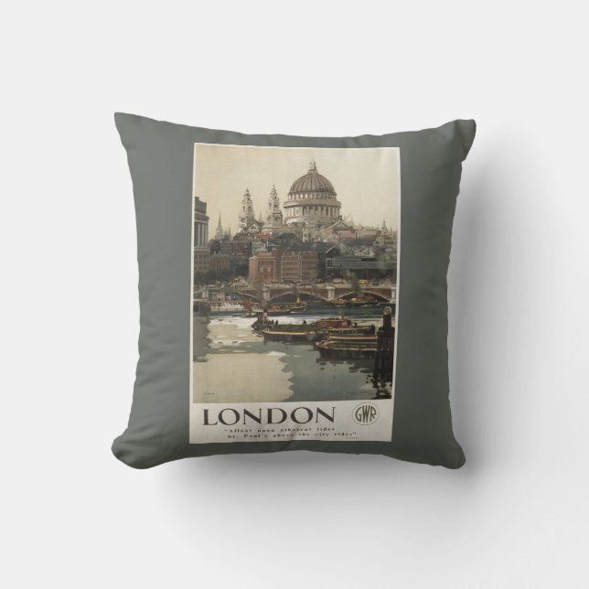 Great Western Railway St. Paul's Travel Poster Throw Pillow (Front)