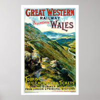Great Western Railway Wales Vintage Travel Art Poster