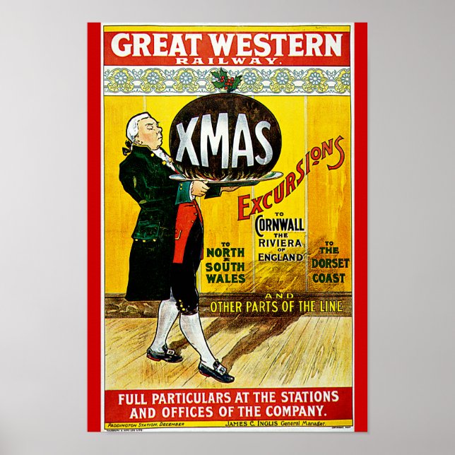 Great Western Railway Xmas Excursions Poster (Front)