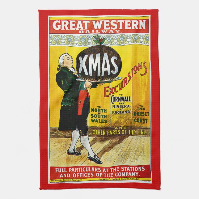 Great Western Railway Xmas Excursions Towel (Vertical)