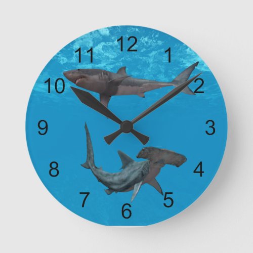 Great White and Hammerhead Shark Clock