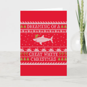 Great White Christmas Funny Ugly Sweater Red Card