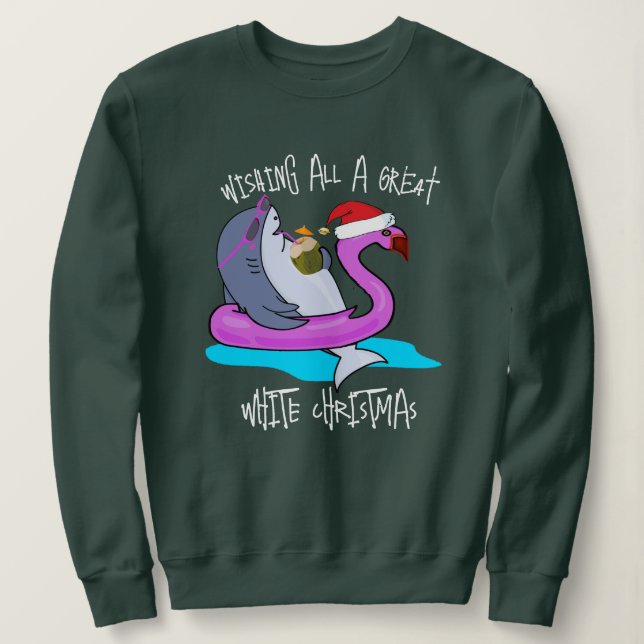 Great White Christmas Gift - Funny Holiday  Sweatshirt (Design Front)
