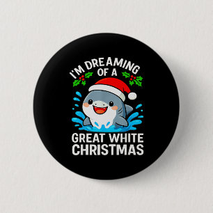 Great White Christmas Shark Funny Santa Holiday Pu Button